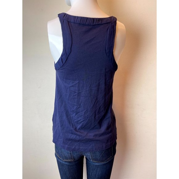 Banana Republic Women Sequin Tank Top Scoop Neck Sleeveless Navy Blue SZ X Small - Picture 3 of 7